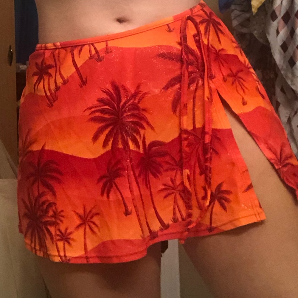 adorable sparkly hawaiian sunset swim skirt